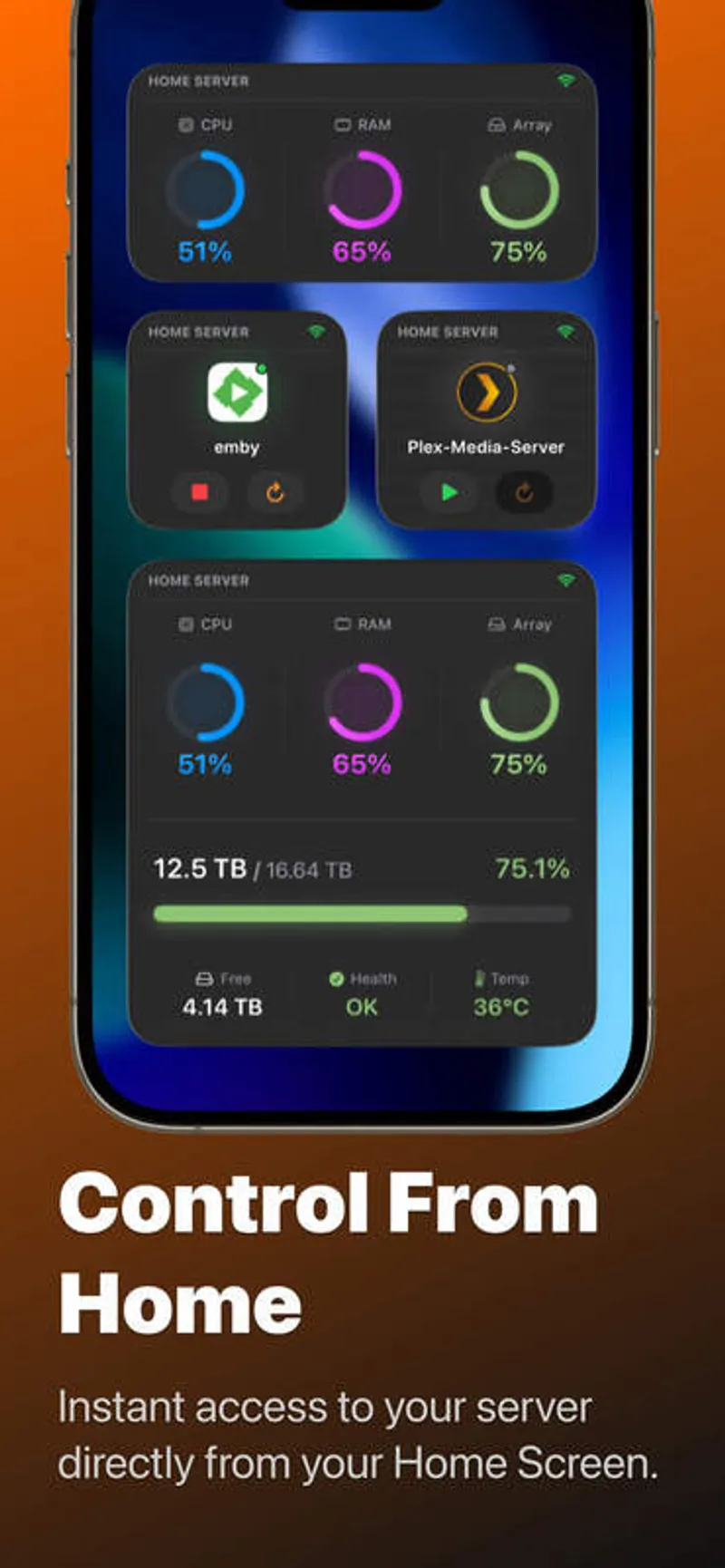 iOS Home Screen Interactive Widgets for Unraid